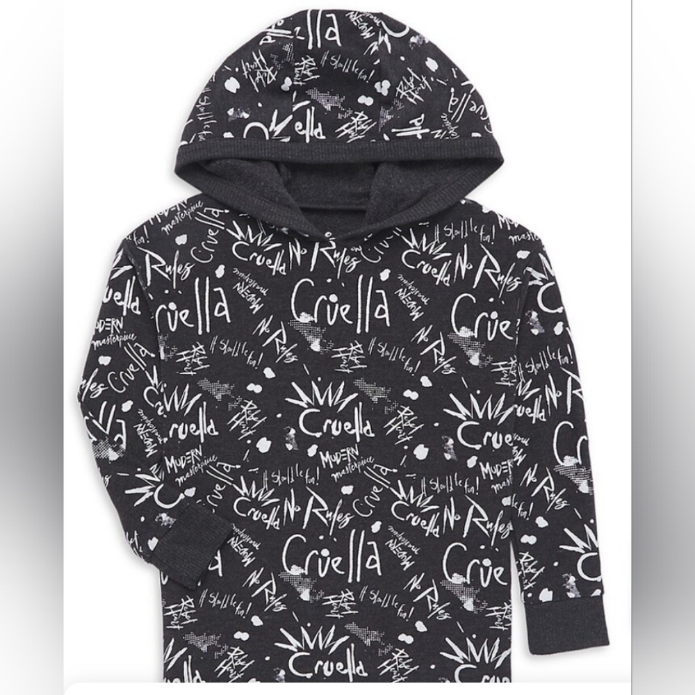 Disney x Chaser Cruella de Vil Black Pullover Hoodie Size 4 Long Sleeve NwT